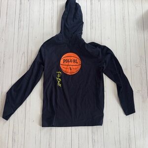 Polo by Ralph Lauren Navy long sleeve Hoodie with Orange Basketball Graphic